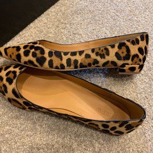 NWT J Crew Factory Marina leopard calf hair pointy-toe flats Size 9.5